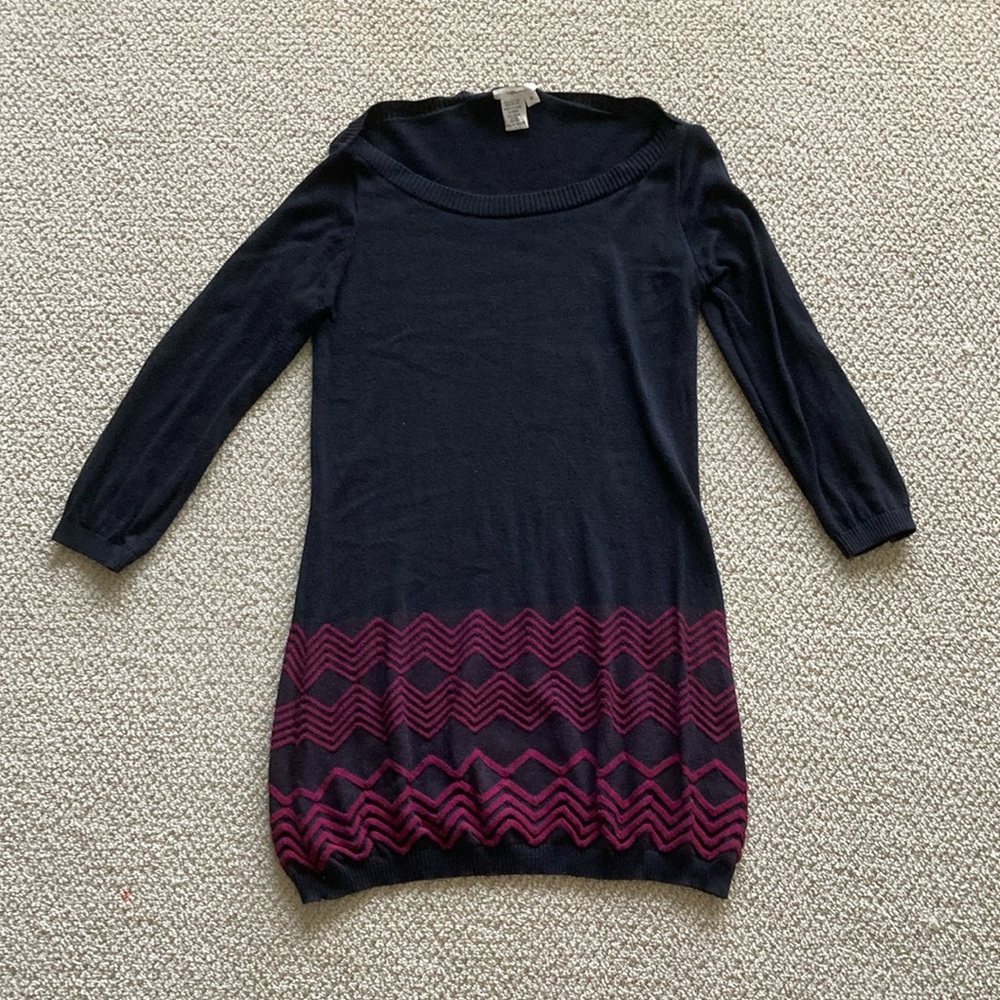 Sophie Max Sweater Dress Black Long Sleeve Cotton Blend Size Medium Like New